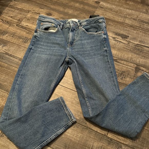 Zara Denim - Zara Women’s 12 Denim Jeans Tapered Leg Mid Rise Blue 33x28
